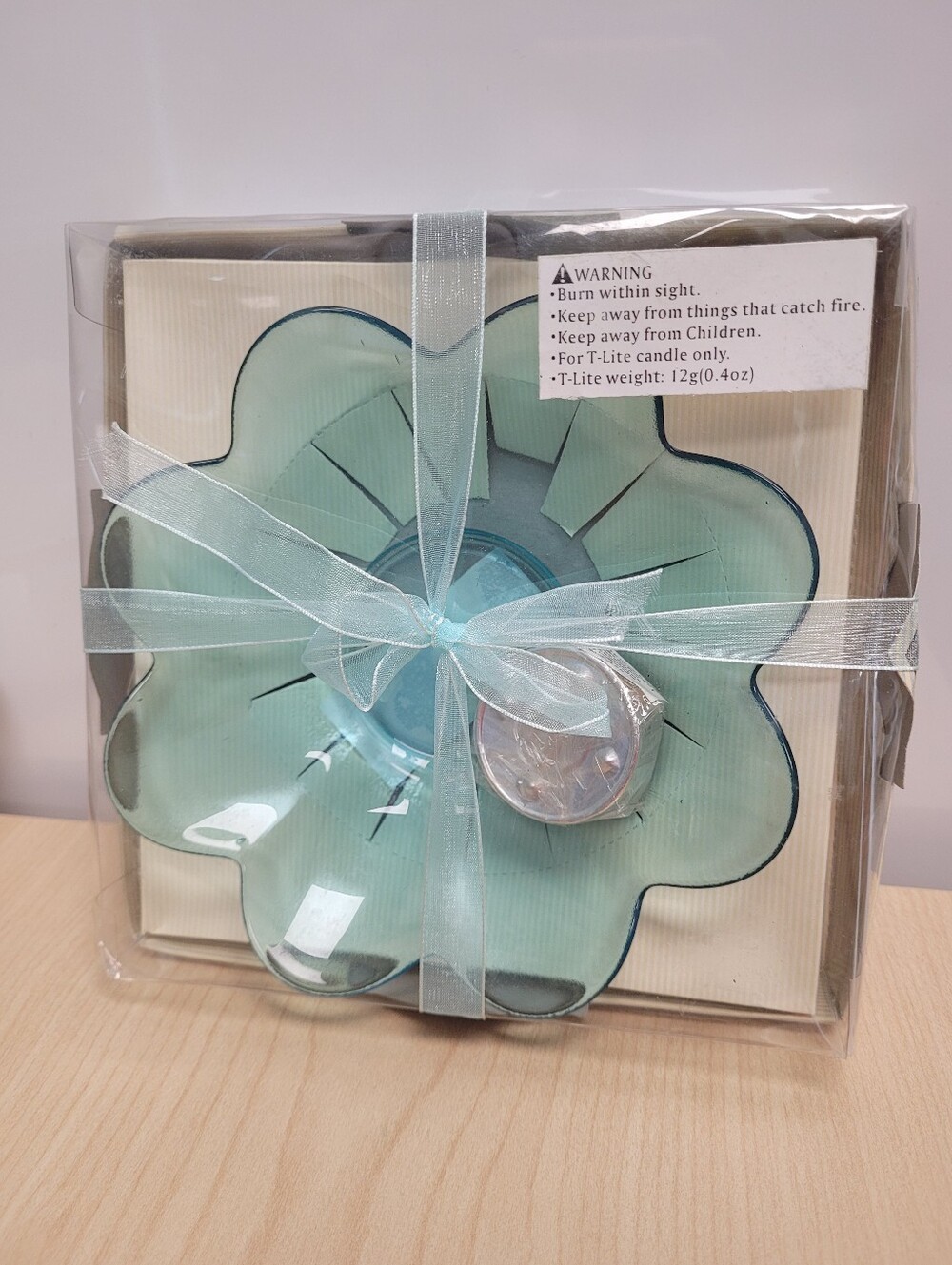 Luminessence Green Petaled Candle Dish & Tealight